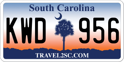SC license plate KWD956