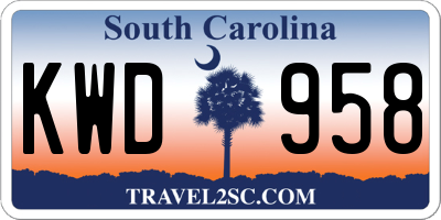 SC license plate KWD958