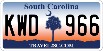 SC license plate KWD966
