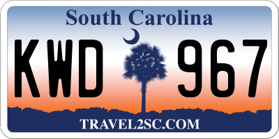 SC license plate KWD967