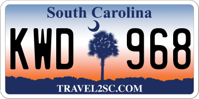 SC license plate KWD968