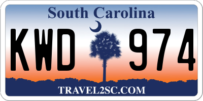 SC license plate KWD974