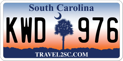 SC license plate KWD976