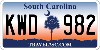 SC license plate KWD982