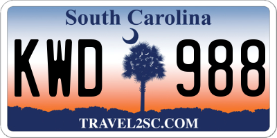SC license plate KWD988