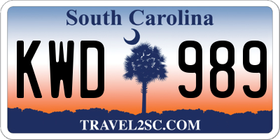 SC license plate KWD989