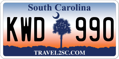 SC license plate KWD990