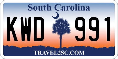 SC license plate KWD991