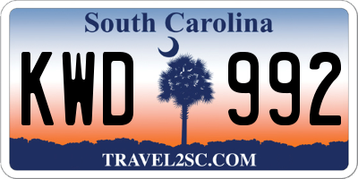 SC license plate KWD992
