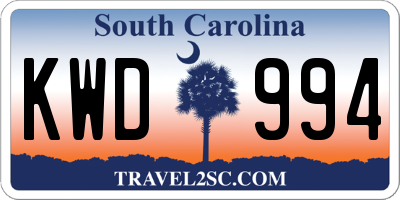 SC license plate KWD994