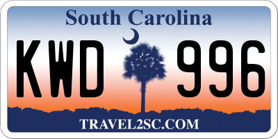 SC license plate KWD996