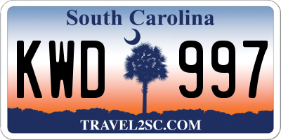 SC license plate KWD997