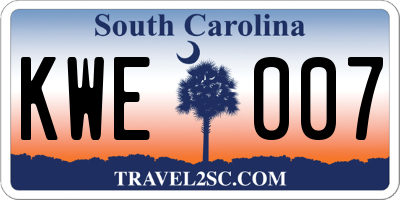 SC license plate KWE007