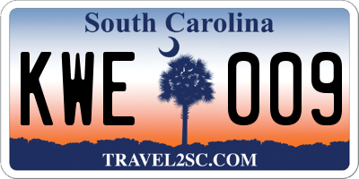 SC license plate KWE009