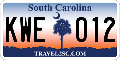 SC license plate KWE012