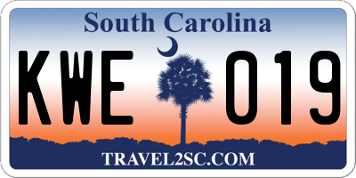 SC license plate KWE019