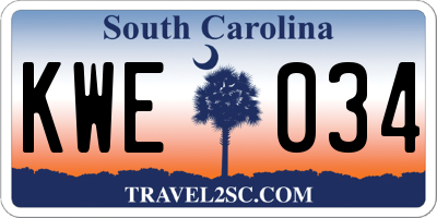 SC license plate KWE034