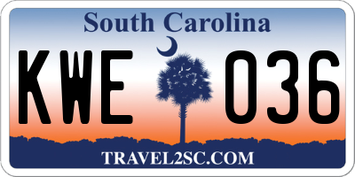 SC license plate KWE036