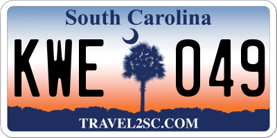 SC license plate KWE049
