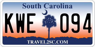 SC license plate KWE094