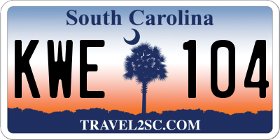 SC license plate KWE104