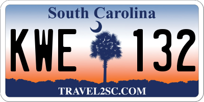 SC license plate KWE132