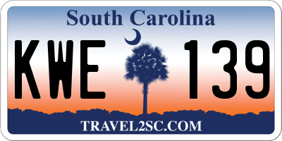 SC license plate KWE139