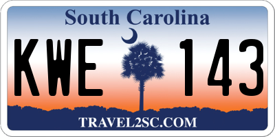 SC license plate KWE143