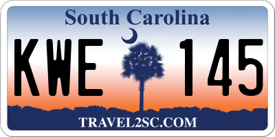 SC license plate KWE145