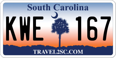 SC license plate KWE167