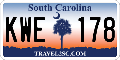 SC license plate KWE178