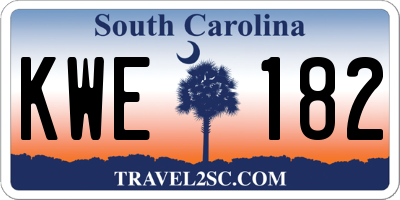 SC license plate KWE182