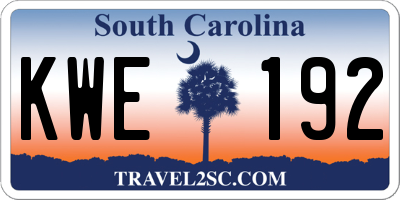 SC license plate KWE192