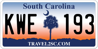 SC license plate KWE193