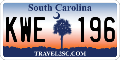 SC license plate KWE196