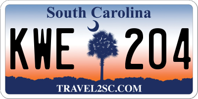 SC license plate KWE204