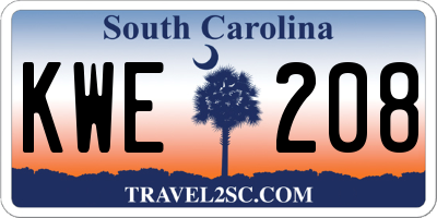 SC license plate KWE208