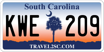 SC license plate KWE209