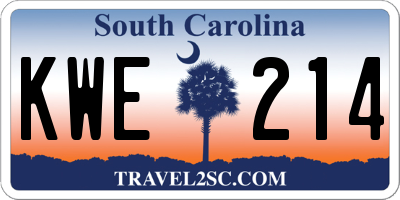 SC license plate KWE214