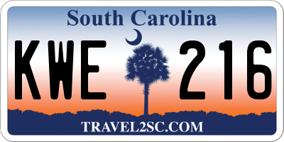 SC license plate KWE216