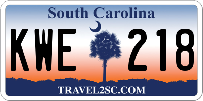 SC license plate KWE218
