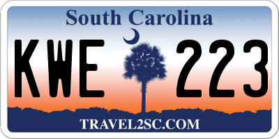 SC license plate KWE223