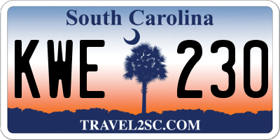 SC license plate KWE230