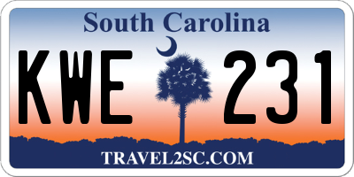 SC license plate KWE231