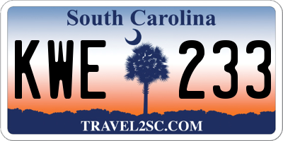 SC license plate KWE233