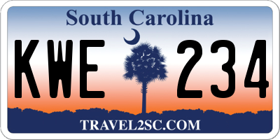 SC license plate KWE234