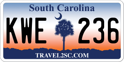 SC license plate KWE236