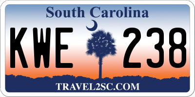 SC license plate KWE238