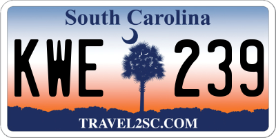 SC license plate KWE239