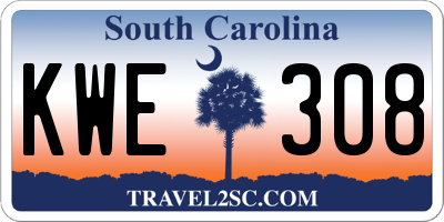 SC license plate KWE308